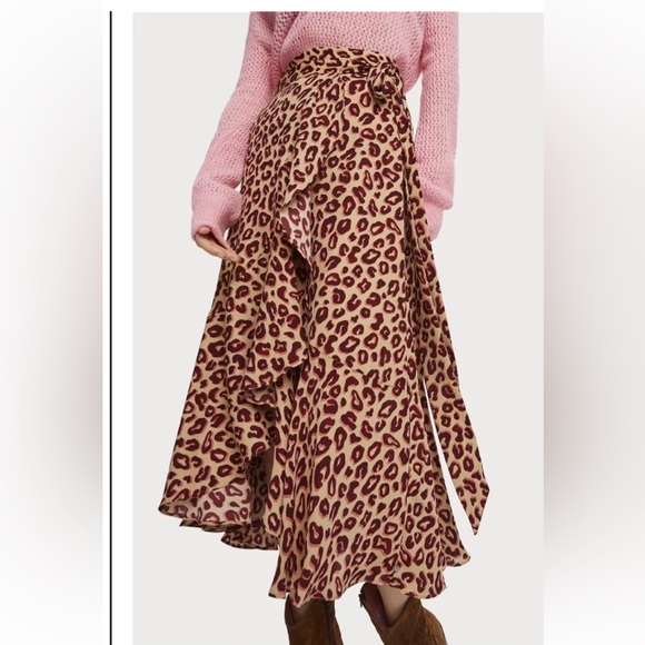 Scotch & Soda “aloha Hula” wrap midi skirt! Animal print! Tiered ruffles Size M - Picture 14 of 16